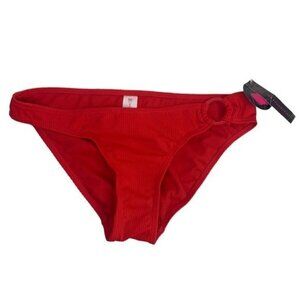 No Boundaries Ribbed Bikini Bottoms-Cherry Red, Nylon/Spandex, Size 3-5 Jrs NWT